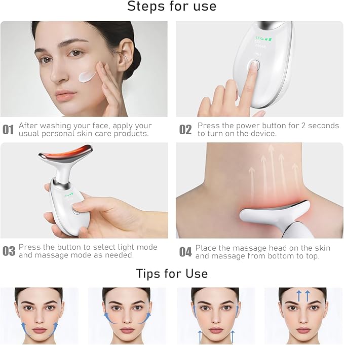 Cocobeen Face Neck Tool for Skin Care, Electric Neck Face Lifting Device for Wrinkle Removal (White)