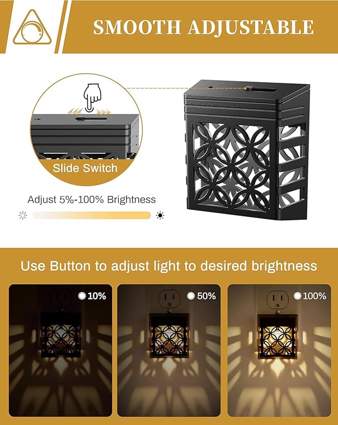 DORESshop Plug in Night Light [4 Pack], Night Lights Plug Into Wall, Dusk to Dawn Sensor, Adjustable Brightness, Decorative Nightlight for Bathroom, Hallway, Stairway, Soft White