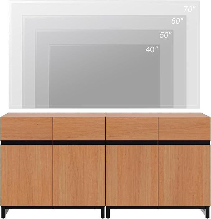 WAMPAT Modern TV Stand for TVs up to 70 inch, 2 in 1 Entertainment Center TV Console with Adjustable Shelves and Metal Base for Living Room,Bedroom, Mocha