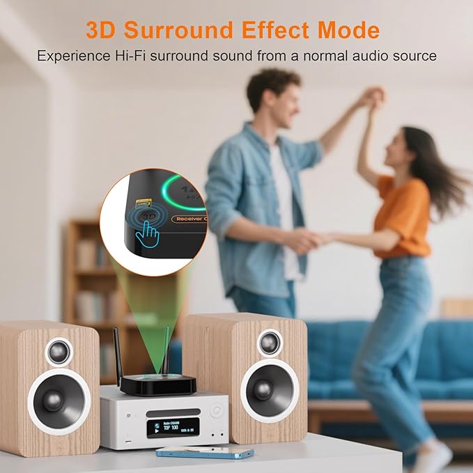 1Mii B06Ultra Bluetooth 5.3 Receiver with LDAC for Hi-Res Wireless Audio, HiFi Bluetooth Audio Adapter w/Audiophile DAC, 3D Surround aptX HD Low Latency, Optical AUX 3.5mm Coaxial for Home Stereo