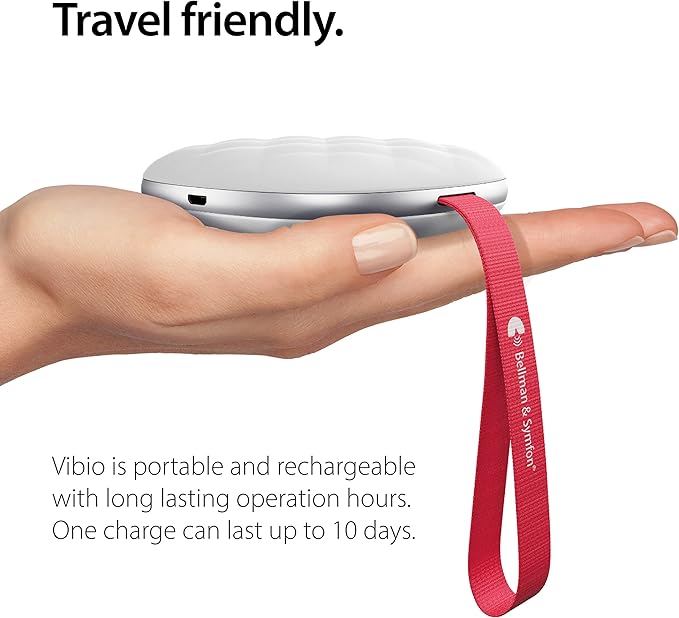 Bellman & Symfon Vibio Bluetooth Bed Shaker – Silent Vibrating Travel Alarm Clocks for Heavy Sleepers – Portable Rechargeable Clock with Multiple Alarms, Call and Message Alerts Easy to Pack for Trips