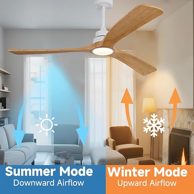 Gaizw Ceiling Fans with Lights and Remote Control, 60 Inch Ceiling Fan with Light, 2 Downrods 3 Blades Celing Light,6 Speeds Reversible Quiet DC Motor Indoor Outdoor Fan