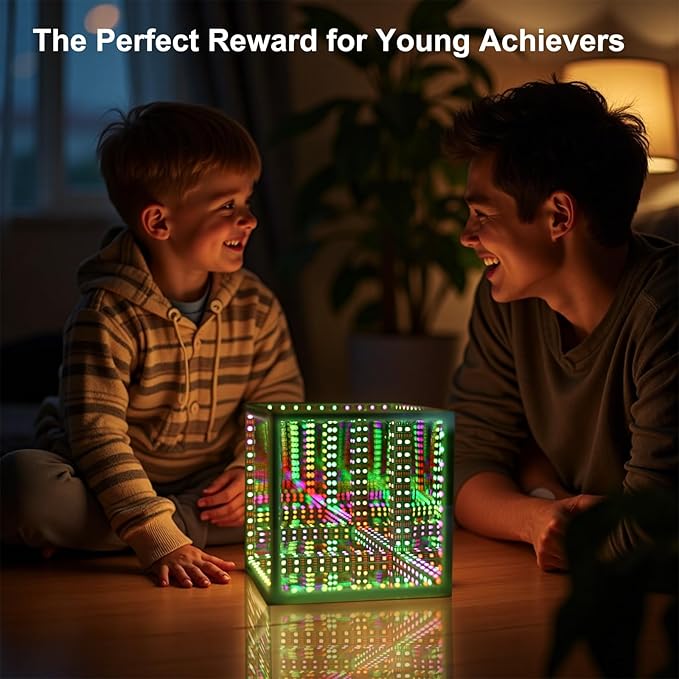 Heepulor Infinity Hyper Cube LED Light LED Controller with Stand & Controller, Built-in 10 Mode Children Lamp - Cool & Creative Multicolor Decorative Mirror Art Desk Night Light (4Inchs Without APP)