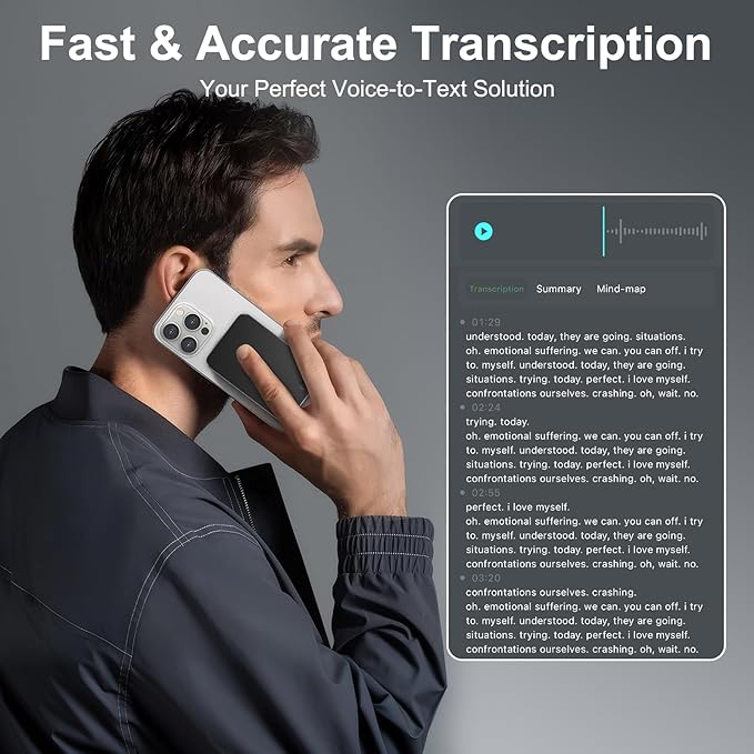 AI Voice Recorder,64GB Note Voice Recorder with Transcribe,Mind Mapping & AI Summary,Digital Voice Recorder with App,Audio Recorder for Lectures,Phone Calls,Meetings,Interviews Etc，Black