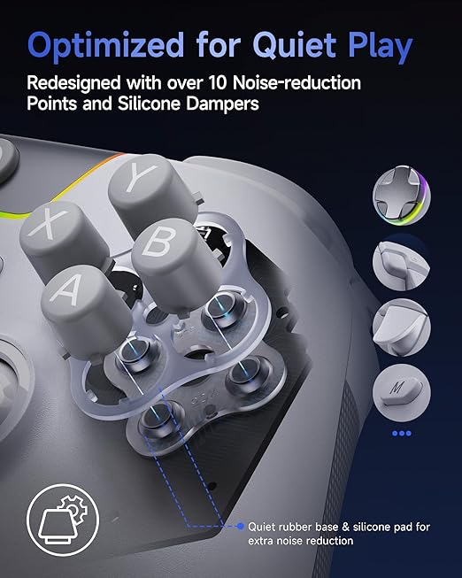 EasySMX X05Pro Wireless PC Controller – Soft-Click Low-Noise Buttons, Dual-Stage Impulse Triggers, Hall Joysticks with 1000Hz Polling, 2 Programmable Buttons, 1000mAh Battery, Multi-Platform Controller for PC/Switch/Android/iOS