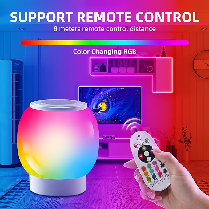 RGB ambient night light, Eye Caring, Multiple color variations, Stepless Dimming, Touch Night Lamp,Can be remotely controlled and timed,8000mAh ultra large battery capacity,Suitable ambient lighting,