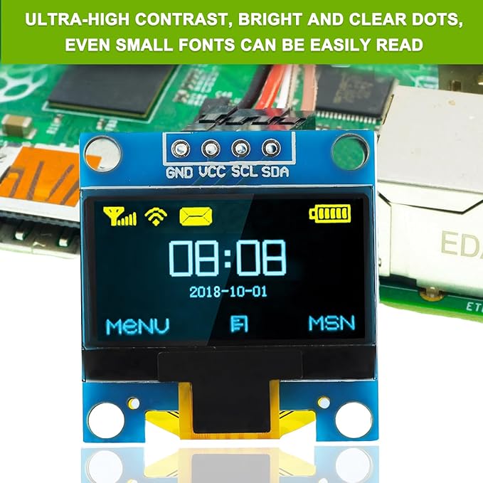 EPLZON 5 Pack 0.96 inch OLED IIC Display Module 128x64 Pixel Mini Self-Luminous Display Screen Board for Arduino Projects Raspberry Pi with Wire(Blue and Yellow)