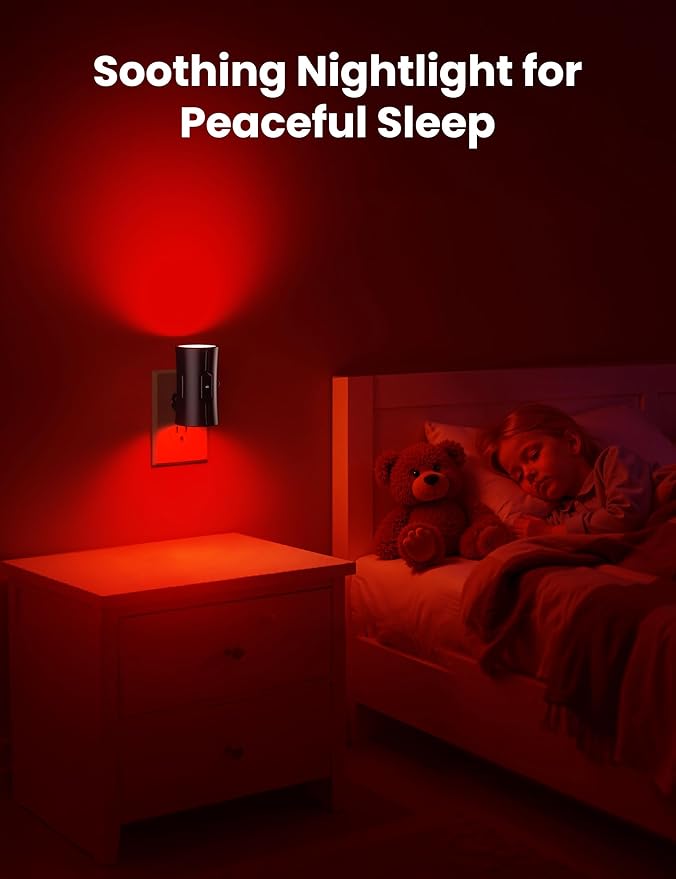 Sujeet LED Night Lights Plug into Wall, Bright Night Light, Dusk to Dawn Sensor, Red Night Light, 0-100LM Adjustable Brightness, Dimmable Nightlights for Hallway, Bathroom Bedroom Kitchen, 2 Pack