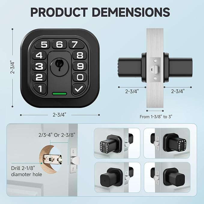 Richelock Fingerprint Door knob, Smart Biometric Door Lock with Keypad, Keyless Entry Code Door Knob, Waterproof & Weatherproof, Auto Lock,Voice Navigation, for Bedroom, Gate,Office