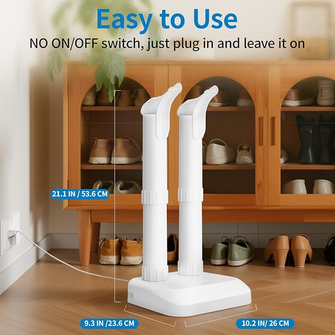 LAVIEAIR Boot Dryer Shoe Dryer for Work Boots Sneakers and Gloves, No Damage Ultra Low Temperature Drying, Fanless Noiseless Boot Warmer Deodorizer