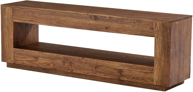 LITTLE TREE 70.86-in Extra Long Solid Wood TV Stand for 55/65/75/80 inch TV, 2-Tier Entertainment Center, Media Console Table with Storage Shelf, TV Stands for Living Room, Bedroom, Chestnut