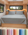 RV Short Queen Sheet Set 60 X 75 - 4 Piece RV Short Queen Bed Sheets - Soft, Breathable & Cooling - Designed for Bunks, Trailers & Campers - Fits 8” to 12" Mattress - Luxury Bedding - Heathered Grey