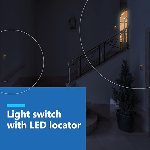 LIDER Minimalist Design Matte Finish Lighted 4-Way Decorator Light Switch, Four Way Frameless Rocker Switch, Residential/Commercial Grade, 15A 120V/277V, UL Listed, LS15-4W-GD, Gold