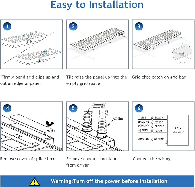 CycevSun 8 Pack 1x4 LED Flat Panel Light Drop Ceiling, 0-10V Dimmable 3000K-4000K-5000K Selectable & 20W-30W-40W Options, 4400LM, ETL