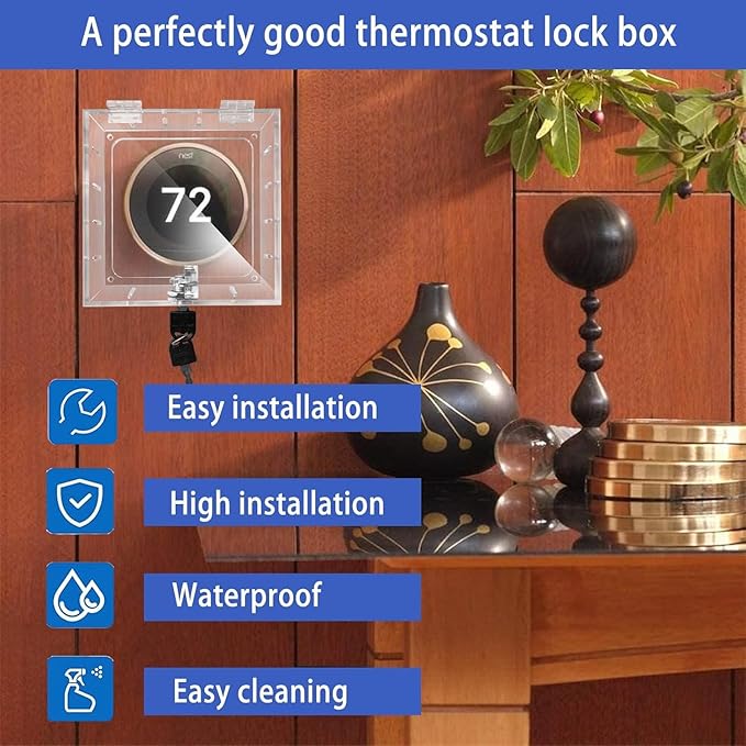 Young Dance Thermostat Lock Box with Key Thermostat Cover Universal Thermostat Lock Box Clear Small Thermostat Guard for Wall Thermostats for All Type Nest Thermostat 4.72''*4.53''*1.97'' or Smaller