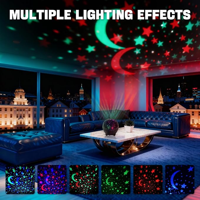 MAXROCK Star & Moon Projector, Galaxy Projector, Bedroom Decoration, Party, Star and Moon Night Light, Children's Gift, Christmas Gift
