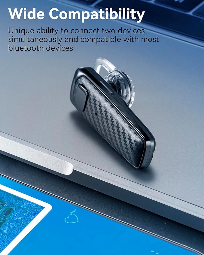 MQQC S525 Bluetooth 5.1 Wireless Earpiece, 16Hrs HD Calling, CVC8.0 Noise Cancelling, Hands-Free, Black
