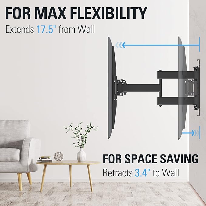 Mounting Dream TV Wall Mount for Most 32-65 Inch TV, Full Motion TV Mount with Dual Arms, Wall Mount Bracket with Swivel and Tilt, Fits 16", 18", 24" Studs, Max VESA 400x400mm, 99 LBS, MD2380-24K