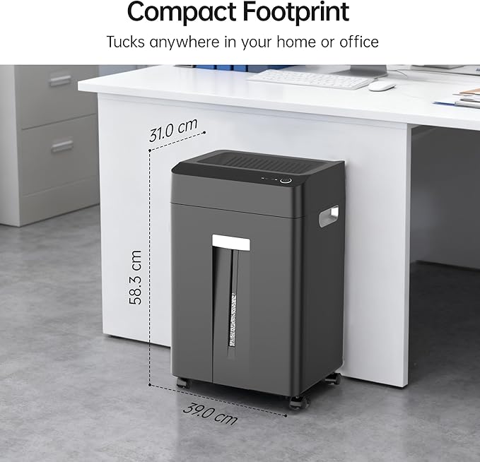 24-Sheet Cross Cut Paper Shredder P-4 Security with 8.9 Gal Pull-Out Bin, Credit Card/Staple/Clip/CDs Heavy Duty Commercial Shredder for Office Use