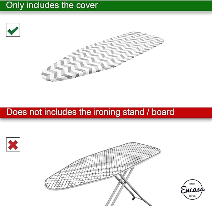 Encasa XO Ironing Board Cover and Pad 49"x18" - 4mm Felt Wide Iron Board Cover with Padding - Heat Resistant, Stain-Safe Dye, Non Slip Elastic Bungee Cord Tightening Iron Table Cover Lime Green