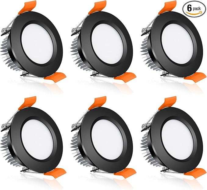 inShareplus 2 Inch LED Recessed Lighting, Black Downlight Dimmable 3W (35W Equivalent), 5000K Daylight White, CRI80, Recessed Light Fixtures with LED Driver (6 Pack)