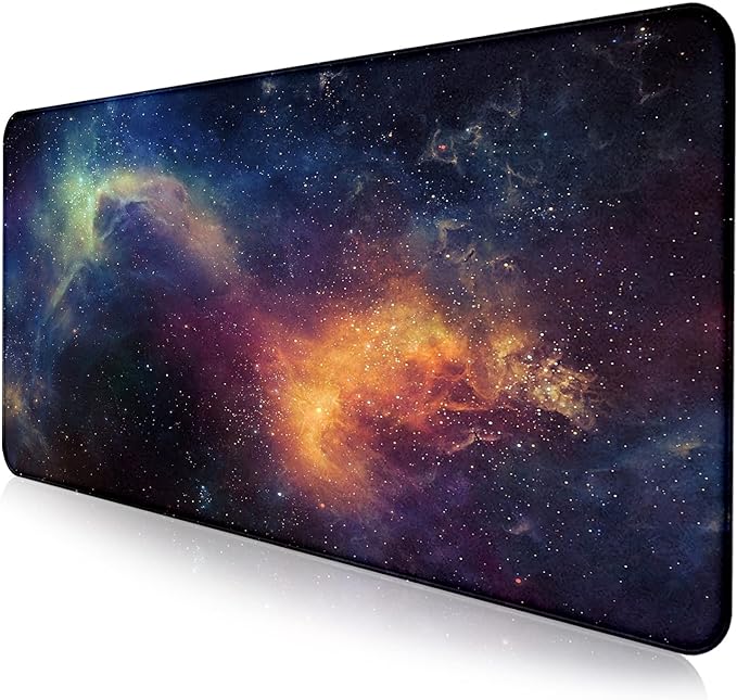 Large Extended Gaming Mouse Pad with Stitched Edges, Non-Slip Waterproof Rubber Base Mouse Pad for Office, Computer, Keyboard, Laptop and Home Desk Pad 35.4 x 15.7 x 0.12 Inch (Starry Sky)