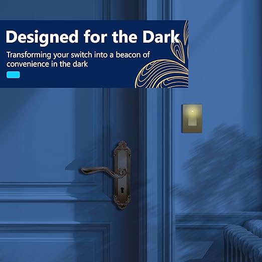 LIDER Minimalist Design Matte Finish Lighted Decorator Switch, Frameless Paddle Light Switch with Locator Light, Grounding Screw, 15A 125V, UL Listed, LS15-1P-GD5P, Gold, 5 Pack