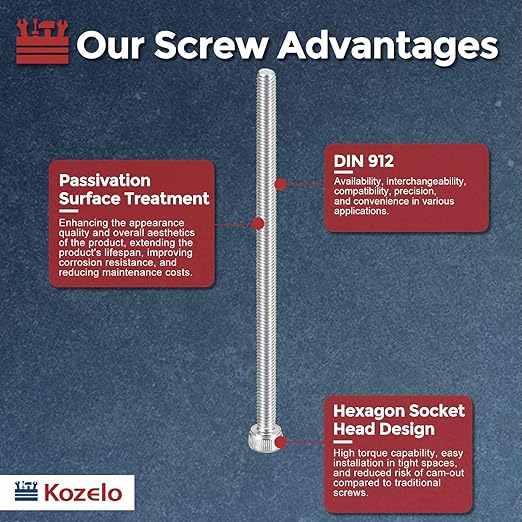 Kozelo 6pcs Socket Head Cap Screws - [M4-0.7 x 85mm] 304 Stainless Steel Allen Socket Drive for Electrical Motor 3D Printing Fan Engine Replacement Use, Silver