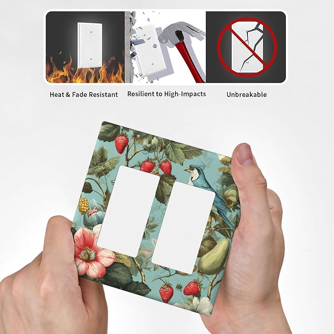 Bvtewkhz William Morris Flower 2 Gang Double Rocker Wall Plate Cover Decorative Light Switch Covers Electrical Faceplate Switch Plates for Bathroom Kitchen Home