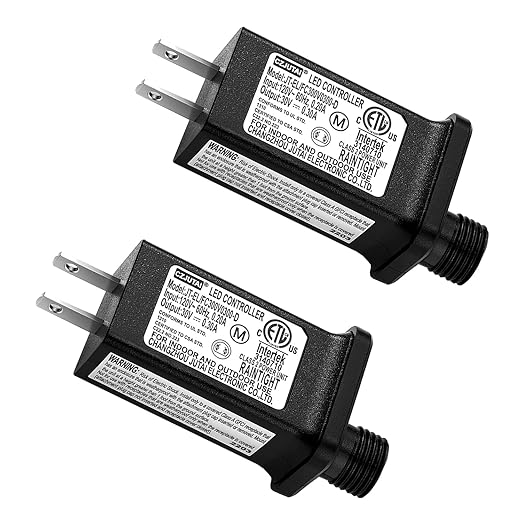 2PCS Replacement 30V 0.12A LED Transformer Class 2 Power Supply Adapter Ip44 LED Light Controller Low Voltage Transformer for Christmas String Light Inflatable Decorations (30V3.6W 2PCS)
