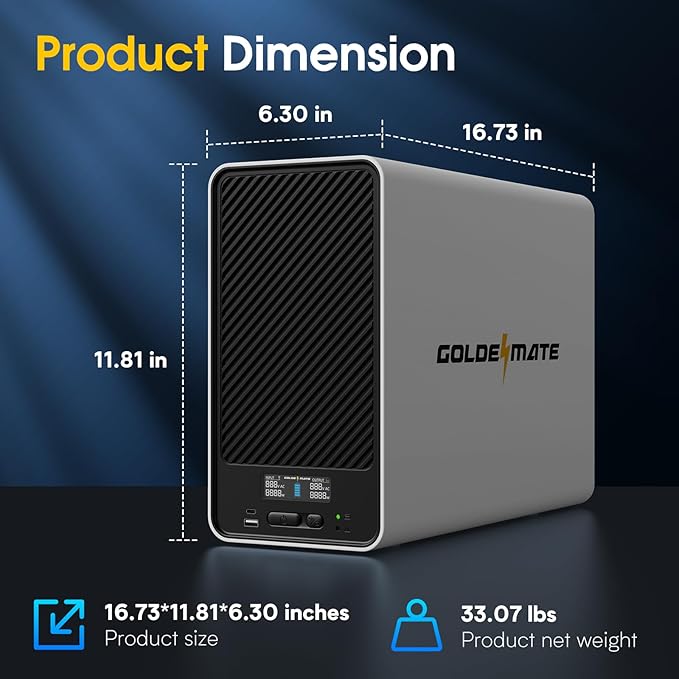 GOLDENMATE 1500VA/1000W Lithium UPS Battery Backup and Surge Protector, Backup Battery Power Supply with LiFePO4 Batteries(296Wh), AVR, Line Interactive Sinewave UPS System, 8 Outlets, LCD Display