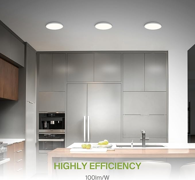 ASD LED 12" Round Flush Mount Ceiling Light Fixture, Low Profile Surface Lighting | 5CCT, Dimmable, Ultra-Thin, ETL Listed | 24W 2000LM 2700-6000K 100-277V | Kitchen, Hallway Lamp | White, 4 Pack