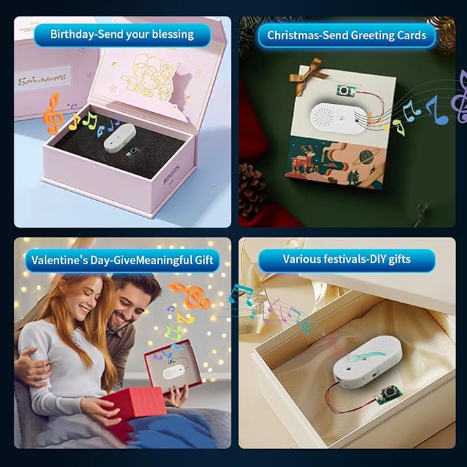 Sound Module Voice Chip,16MB Push Button Control Activated MP3 Audio Box for Gift Box,Crafts, Christmas,New Year Greeting Gifts Cards Box Support USB Download Music with Speaker.