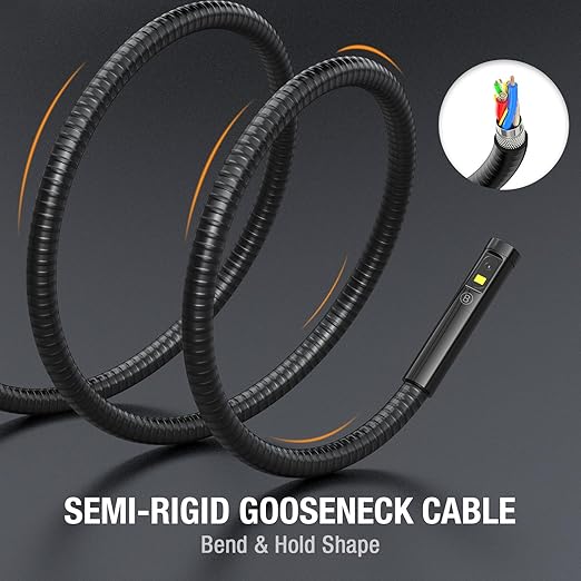 Triple Lens Borescope Inspection Camera, Teslong Professional Endoscope with Light, Digital Video Scope Camera, 5" IPS Screen, Waterproof Flexible Cable for Automotive/Home/Wall/Pipe/Car (5FT)