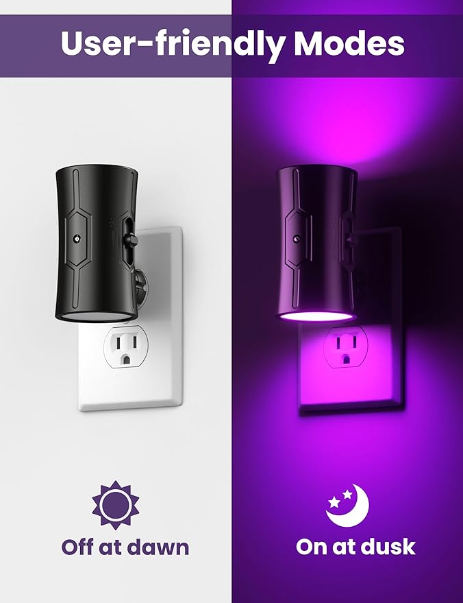 Sujeet Purple Night Light, Plug in Wall Light with Sensor, Adjustable Brightness, Dimmable Night Light Decorative for Christmas, Holiday, Home Decor, Party Decor