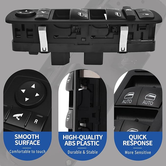 AMICAREP Master Power Window Switch Driver Side Compatible with 2012-2015 Dodge Grand Caravan Ram 1500 2500 3500 Chrysler Town & Country Replaces# 68110867AB (9+3 Pin; w/Power Folding Mirror; 4 Door)
