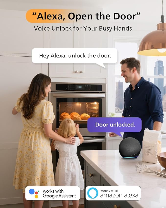 Philips WiFi Smart Lock with Front Door Handle Set, Built-in WiFi, APP Remote & Voice Control, Fingerprint Keyless Entry Door Lock, Keypad Deadbolt Smart Locks for Front Door, Auto-Lock, Backup 2 Keys