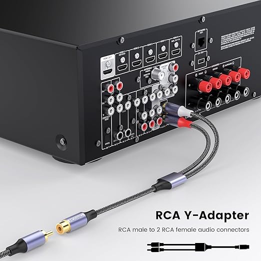 MOSWAG RCA Splitter 1 Female to 2 Male 2 Pack, RCA Y Splitter Audio Video Cable Splitter Adapter for Amplifiers, Gaming Consoles, CD Player, Subwoofer, Home Theater, HDTV