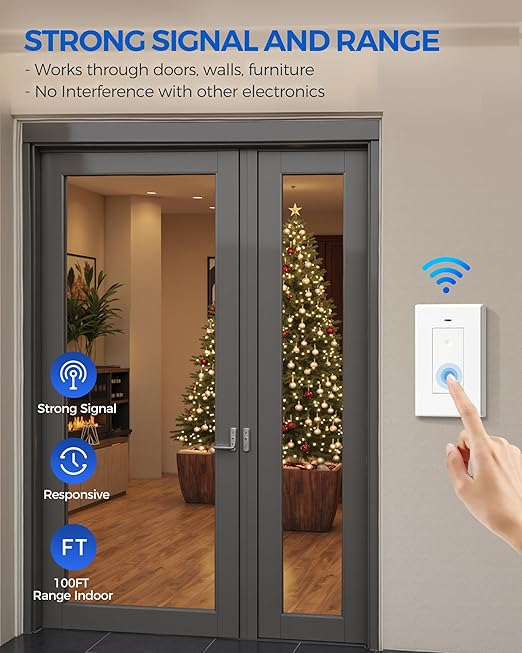 WILAWELS Mini Remote Control Outlet Wireless Light Switch, Programmable and Removable Remote Outlet Switch Kit for Lamps, Fan, Home Appliance, 100ft RF Range, No Wiring, FCC Listed W08RC1106