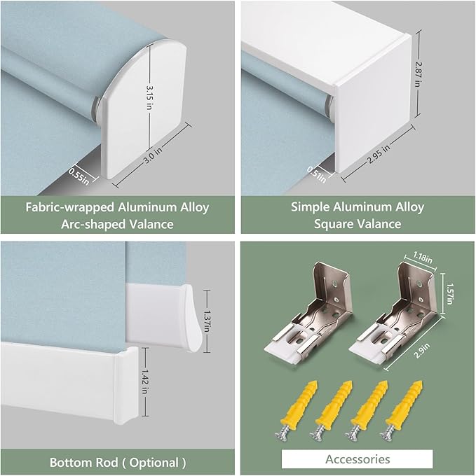 ZSHINE Motorized Blackout Window Blinds Customize Width Remote Control Rechargeable Motor Roller Shades for Windows, Home, Office, Hotel, Club, Restaurant(82026G)