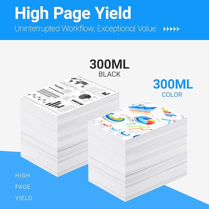 LCL 745 Ink Cartridge 300ml High Capacity Replacement for HP 745 Ink Cartridge 745 XL F9K06A F9K05A F9K04A F9K03A F9K02A F9K01A for DesignJet Z2600 Z5600 Postscript Printers (6-Pack MBK/PBK/C/M/Y/R)