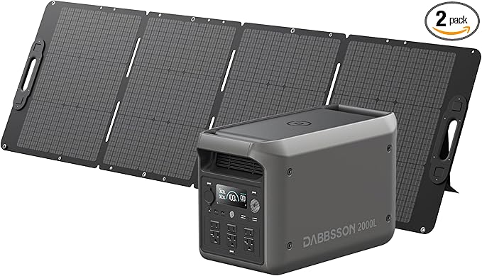 DABBSSON 2048Wh Solar Generator with 210W Solar Panel, Semi-Solid LiFePO4 Battery w/6 2200W AC Output, Compact&Lightweight, Recharge 80% in 1.5 Hr, 2000L Portable Power Station for Camping/Home/RV