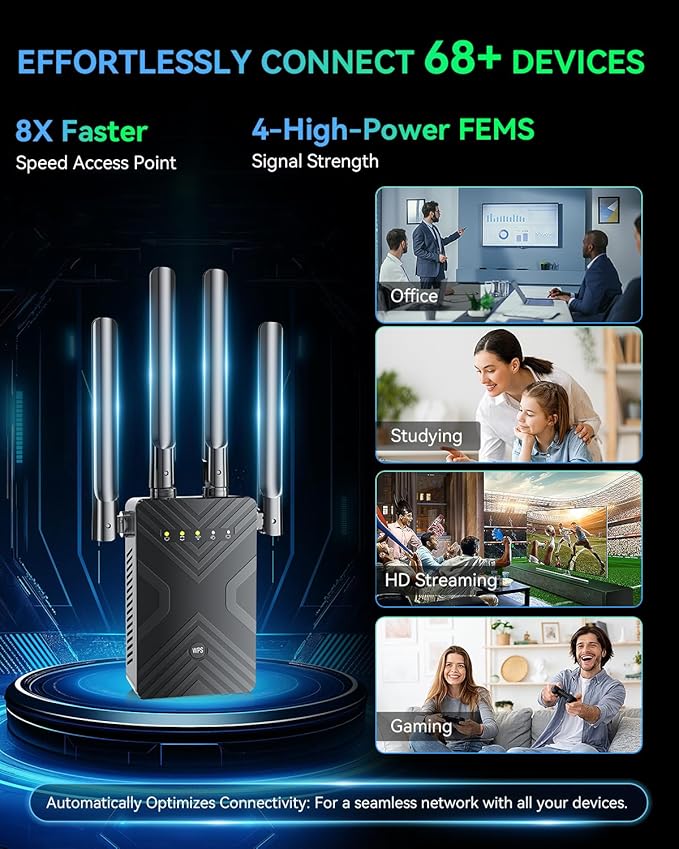 2026 WiFi Extender Signal Booster for Home - 8X Faster Internet Booster with Ethernet Port, Covers 15888sq.ft & 1-Tap Setup, Wireless Repeater Amplifier Supports 68＋Devices