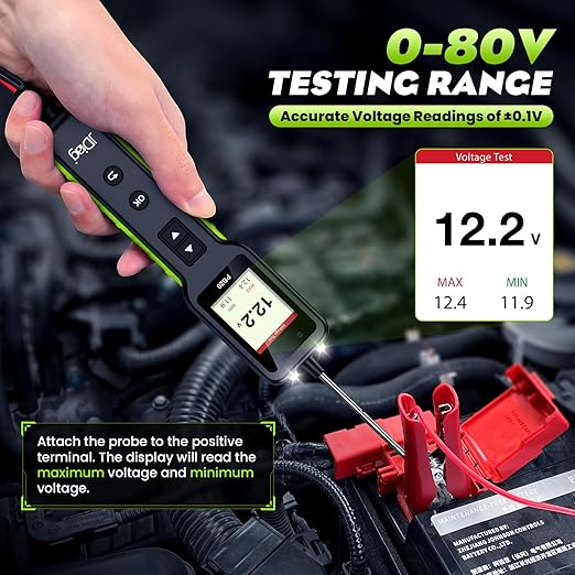 JDIAG Automotive Circuit Tester 0-80V DC, 12V 24V Digital Multimeter with Waveform Display, Buzzer, Flashlight, Short Finder, Continuity Tester, Voltage Tester for Diagnostic, Activating Components