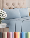 Full Size 4 Piece Sheet Set - Comfy Breathable & Cooling Bed Sheets Set - Hotel Luxury Bedding for Women, Men, Kids, Teens, Boys & Girls - Deep Pockets, Soft & Wrinkle Free - Blue (Heathered Sheets)
