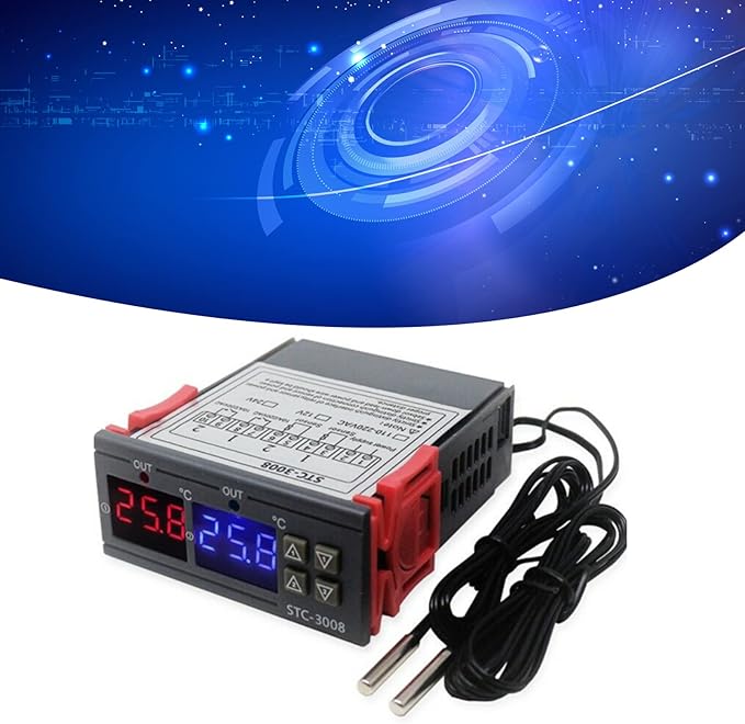 Oumefar Digital Display Intelligent Temperature Controller Dual Control for Precise Temperature Control in Home BrewingFermentation Operations (110-220V)