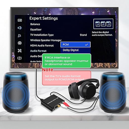 192KHz HDMI ARC to Optical Audio Adapter Analog RCA Audio Converter ARC Input Optical SPDIF Coaxial 3.5mm R/L Stereo Extractor Splitter for HDTV
