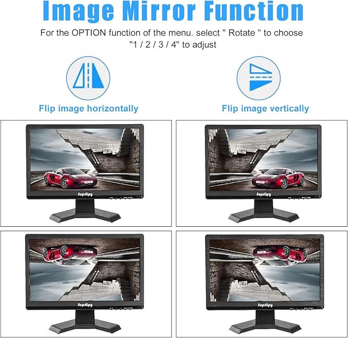 Suprlipy 15.6 inch FHD Small IPS Monitor LCD Display Screen 1920x1080 60Hz 16:9 with BNC VGA AV Input Built-in Lounspeakers for CCTV Security Camera DVR PC RasPi