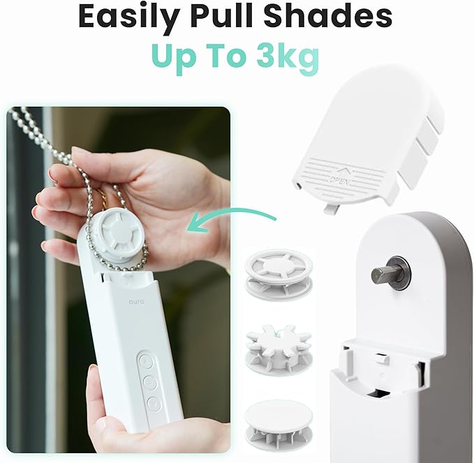 Aura Roller Smart Shade Driver, Remote Control & WiFi Dongle | Automate Existing Blinds | Beaded Window Shade Compatible Up to 4x5ft | Rechargeable Battery | Set Schedules | Hands Free Voice Control