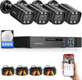 VORGUT Wired Security Camera System Outdoor, 4pcs Surveillance CCTV Bullet Cameras for Home Security, 4CH AHD TVI 5MP Lite DVR Recorder with 500G HDD, Motion Detection, Night Vision, Waterproof